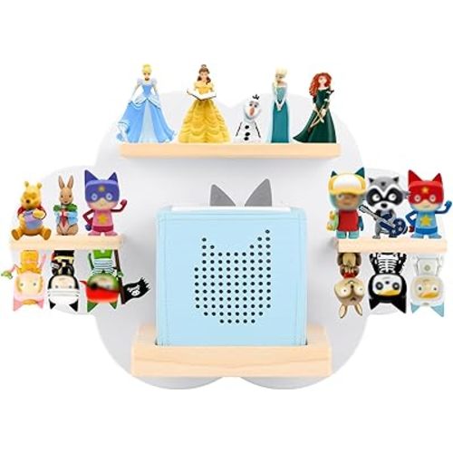 for Tonies Box Organizer Tonie Storage Shelf Wall Mounted, Magnetic Floating Shelves for Toniebox, Tonies Characters, Charger, Display Collection 20~30 Characters (Cloud - White)