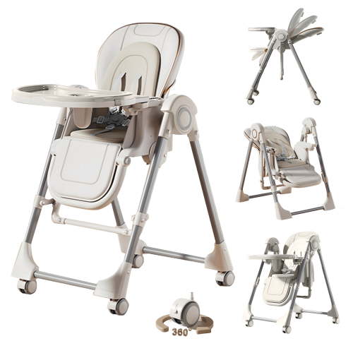 EaseBaby 2-in-1 Baby High Chair,Toddler Eating Chair & Swing Combo,Portable Feeding Chair with Adjustable Dining Tray for Infant,Unisex,WHITE