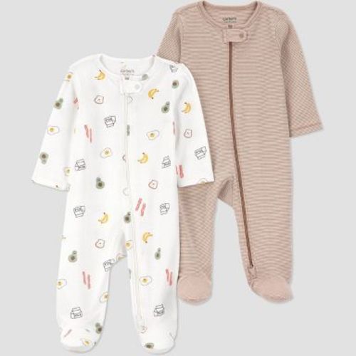Carter's Just One You® Baby Boys' 2pk Breakfast Long Sleeve Sleep N' Play - Ivory 9M