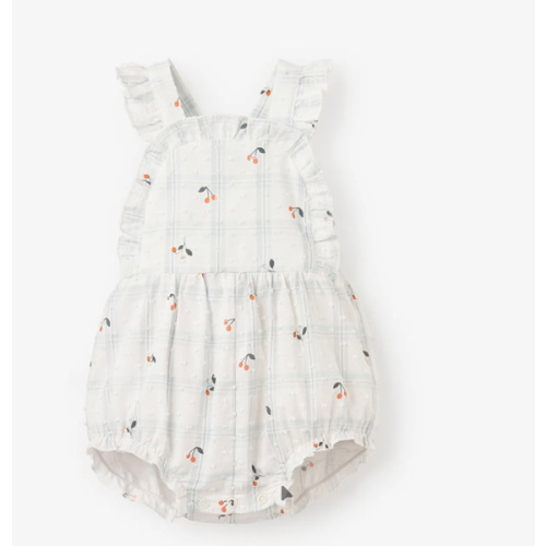 Strawberry Picnic Swiss Dot Sunsuit – Elegant Baby