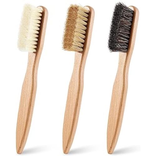 3 Pcs Wood Laundry Stain Brush Stain Remover Brushes with Boar Bristle Small Stain Brush for Clothes for Scrubbing Stains from Furniture Fabric Leather(3 Pcs C)