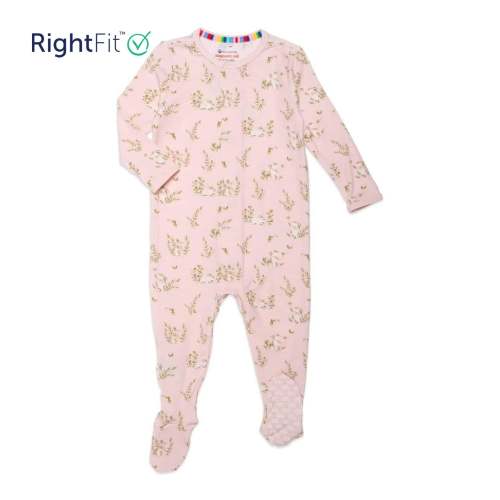 pink hoppily ever after RightFit™ magnetic parent favorite footie