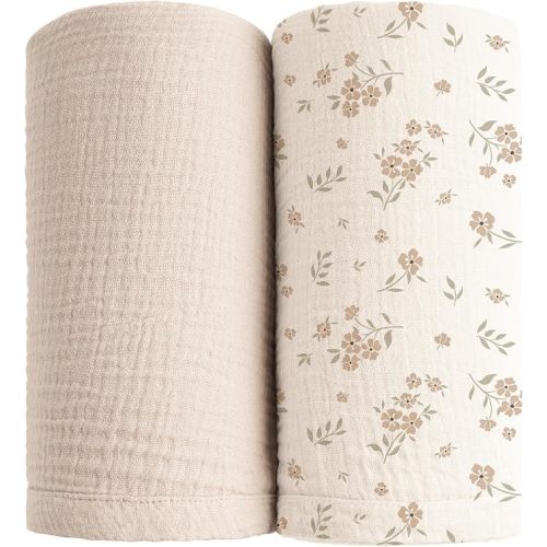 Konssy Muslin Swaddle Blankets, 100% Cotton Receiving Blankets, 47"x 47"