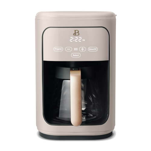 Beautiful 14-Cup Programmable Drip Coffee Maker with Touch-Activated Display, Porcini Taupe by Drew Barrymore