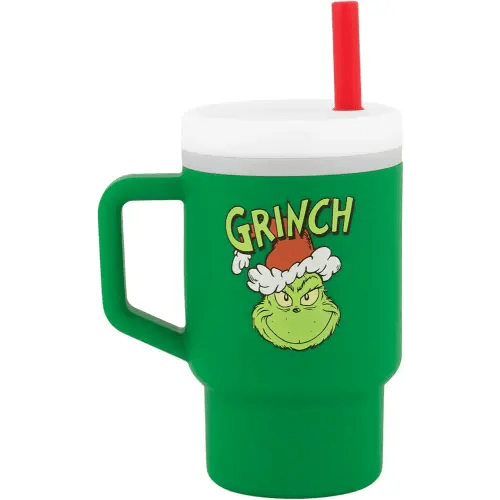 Infantino My 1st Tumbler, Silicone Sippy Cup with Straw & Handle, Spill-Resistant Baby Cup for On-the-Go, BPA-Free Transition Bottle, Grinch Green