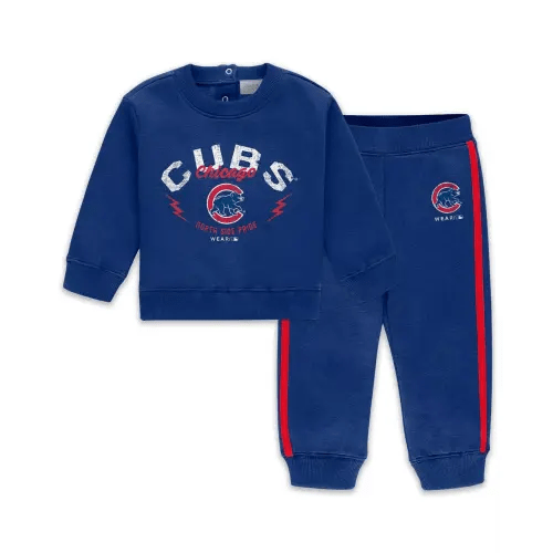 Newborn 2-Piece Royal Chicago Cubs Fleece Crewneck and Pants Set