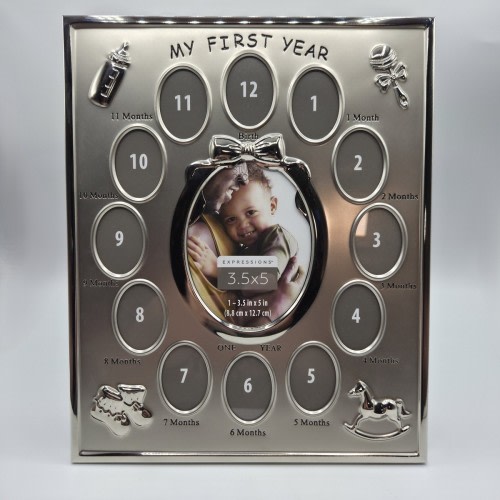 Studio Decor Expressions My First Year Baby Milestones Photo Frame Silver Gift