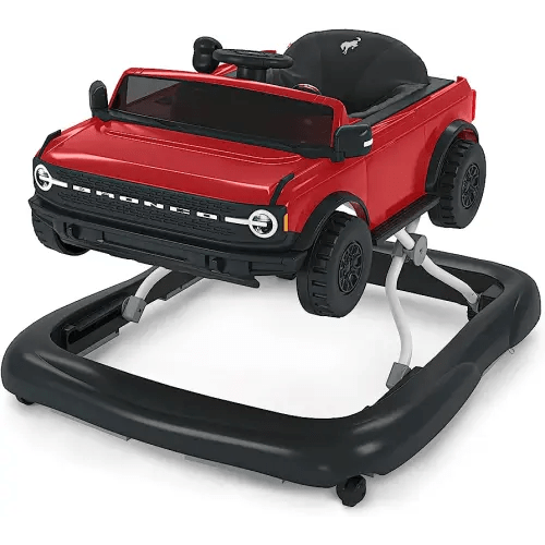 Bright Starts Ford Bronco 4-in-1 Red Baby Activity Center & Push Walker with Removable Interactive Steering Wheel -Toy, 6 Months and up