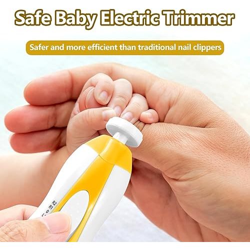 Baby Nail Trimmer Electric, 6 in 1 Rechargeable Baby Nail Clippers Manicure Set Grooming Kit for Toddler Infant or Adults (Yellow)