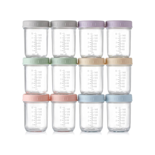 VITEVER 12 Pack Glass Baby Food Storage Containers - 8 oz Baby Food Storage Jars With Lids, Baby Food Maker, Microwave, Dishwasher & Freezer Safe