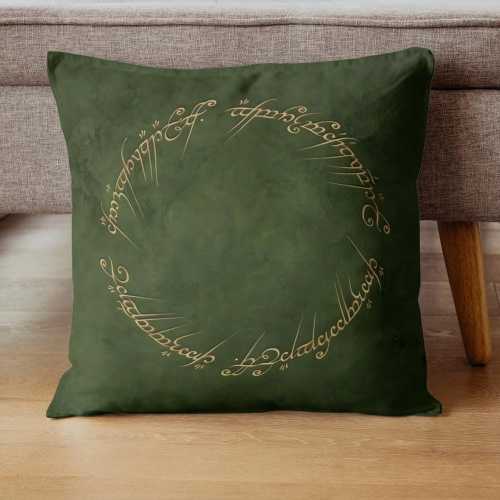 LOTR Ring Script Pillow Cover, Green Throw Pillow Case, Elvish Inspired Cushion, Modern Bedroom Decor, Geek Gift, Nerdy Home Accent, Tolkien