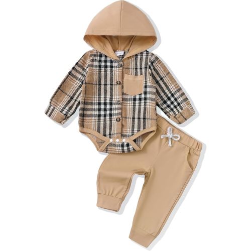 Renotemy Newborn Baby Boy Clothes Infant Boy Outfits Baby Hoodie Romper Fall Winter 0 3 6 9 12 18 Months Baby Clothes for Boy