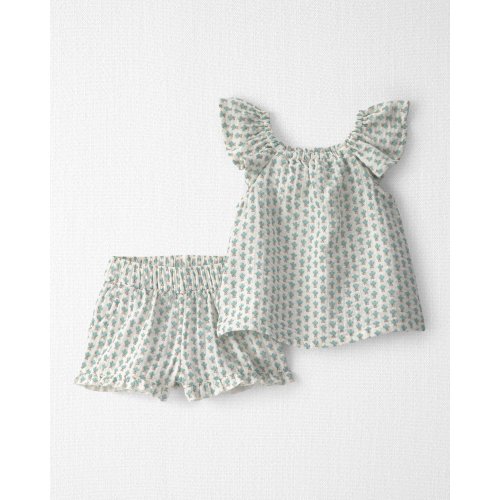 Baby Girl 2-Piece Organic Cotton Gauze Top & Short Set in Floral - Little Planet | Carter's