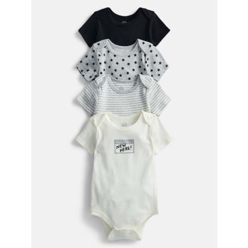 Wonder Nation Baby Boys Short Sleeve Cotton Bodysuit, 4-Pack, Sizes 0/3 Months-6/9 Months