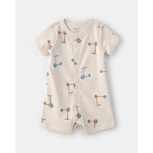 Baby Boy Scooter Short-Sleeve Romper - Cream | Carter's