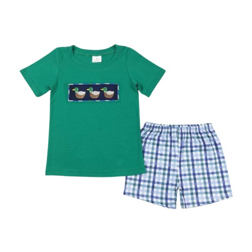 Embroidered Green Duck Set - Preorder