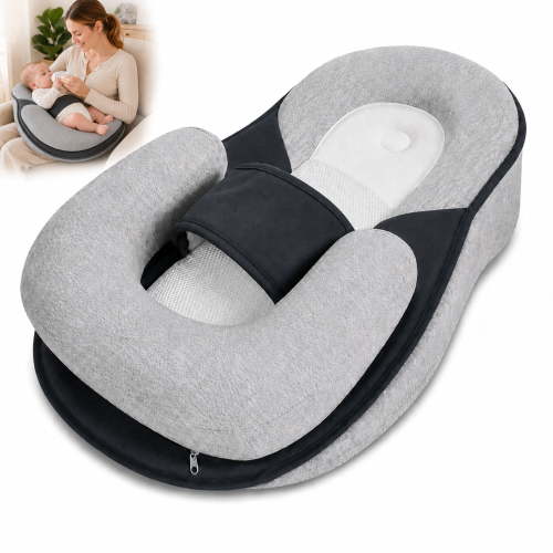 Babe Bed Acid Reflux with Strap,for Comfortable Play & Feeding Support（Gray）