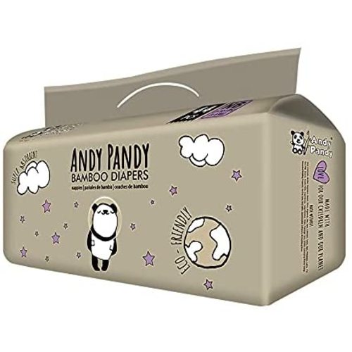 Andy Pandy Bamboo Disposable Diapers 710 lbs 24 kg, White, Newborn (5-10 Pound), 44 Count