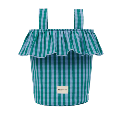 Basket Vichy - Green + Sky Blue · Minicoton