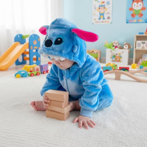 Little Blue Stitch Newborn Romper, Baby Costume, Infant Jumpsuit, Toddler Winter Onesie Outfit