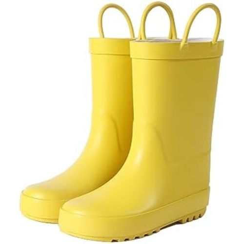 Kids Rain Boots - Toddler Waterproof Rubber Kids Rain Boots for Girls and Boys with Fun Patterns and Easy-On Handles