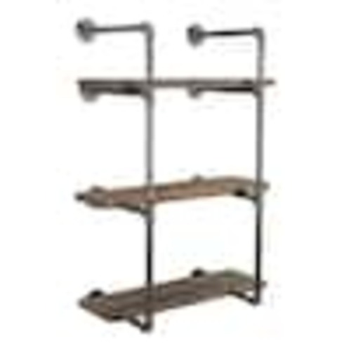 PIPE DECOR 1/2 in. x 11.75 in. D x 35 in. H Black Steel Pipe Wall Mounted 3-Tier Shelf Kit 365 PD3TIER