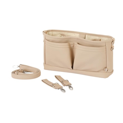 OiOi Vegan Leather Stroller Organiser/Pram Caddy - Oat Dimple