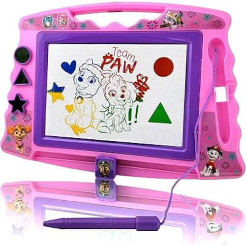 Lollipop PAW Patrol Magnetic Drawing Board with Stylus and 3 Stamps, for Girls or Boys (Pink)…