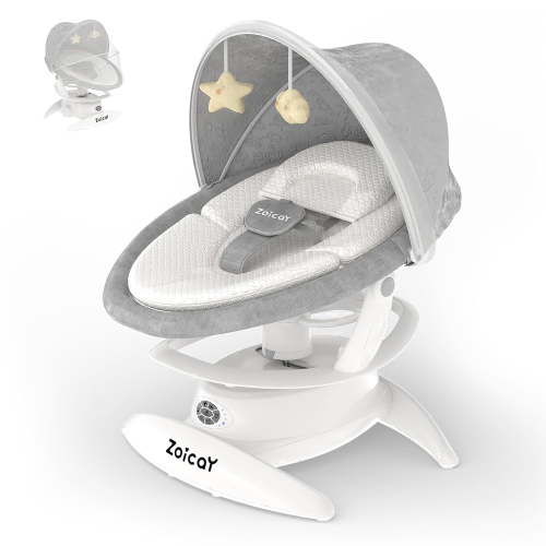 Zoicay Portable Baby Swing with Removable Rocker, 5 Speed & 3 Modes, White