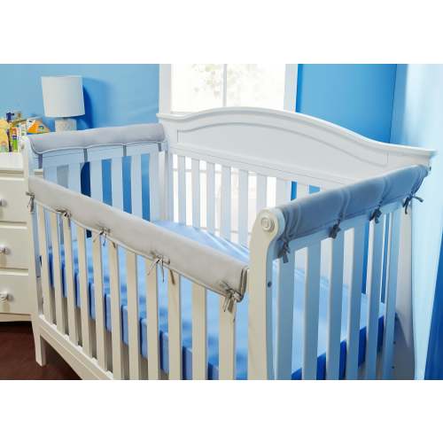 Grey 3-Piece Padded Baby Crib Rail Cover Set