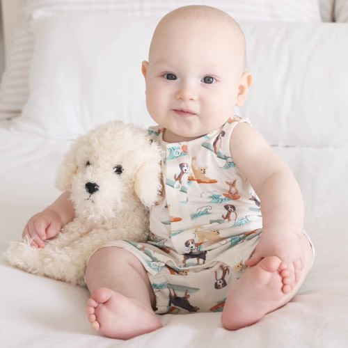 Sleeveless Snap Romper | Paddle Pups