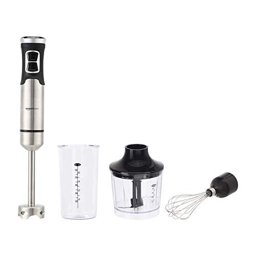 Amazon Basics Multi-Speed Immersion Hand Blender for Kitchen Mixing, Smoothies, Soups, 500 Watt Powerful, with Blending Stick, Whisk, Chopper and Beaker, Silver