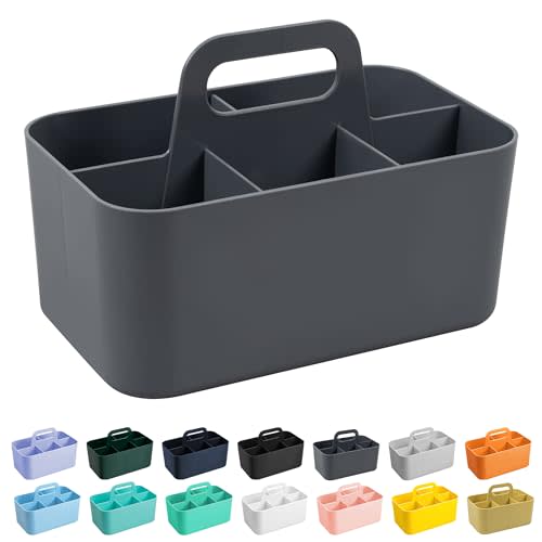 Tiawudi Multipurpose Caddy Organizer, Plastic Caddy with Handle, Stackable Desk Organizer for Stationery, Marker and Pencil, Office Supplies Organizer, Dorm Caddy