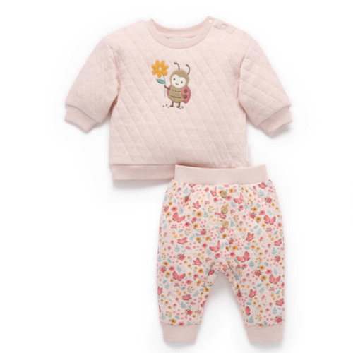 Pink Butterfly Quilted Track Set - Purebaby