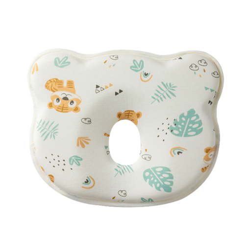 Baby Head Pillow Infant Baby Memory Foam Pillow Portable Soft Cozy Travel Pillow with Cute Cartoon Print Breathable Bedding Pillow for Baby Light Gray4 0 Months-12 Months