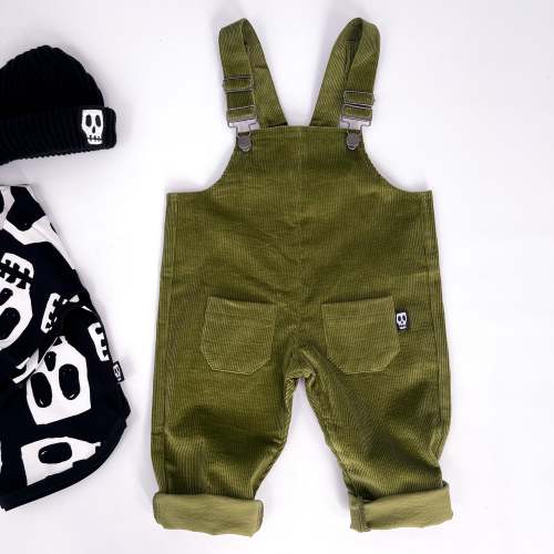 NOT SO BASIC OLIVE GREEN CORD DUNGAREES – Skeletots