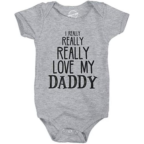 Crazy Dog Tshirts I Really Really Love My Daddy Cute Fathers Day Funny Baby Shirt Newborn Gift