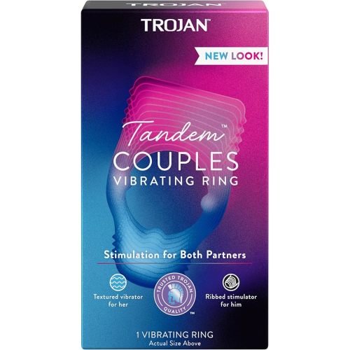 TROJAN Vibrations Tandem Couples Vibrating Ring, Personal Massager, 1 Count, Violet