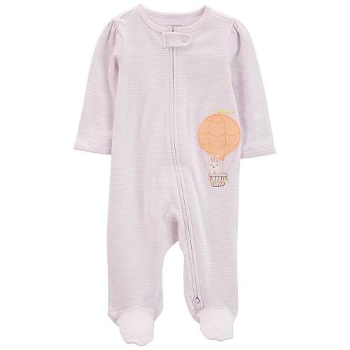 Baby Girl Carter's Hot Air Balloon Bunny 2-Way Zip Cotton Sleep & Play