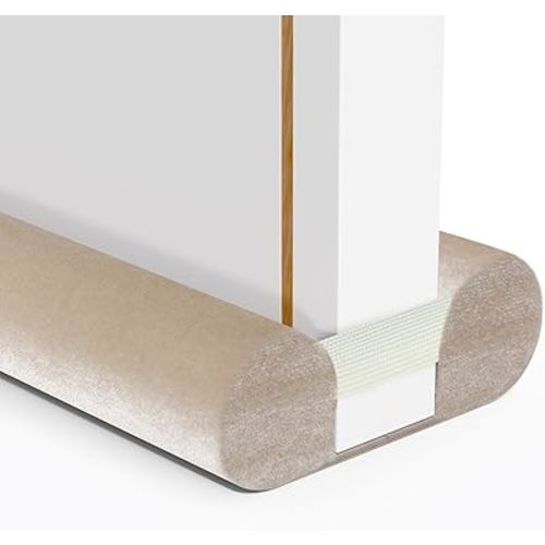 Upgraded Door Draft Stopper for Bottom of Door, Under Door Gap Filler for Big Gap, No Folding Required, Flexible Installation Door Sweep soundproofing Strip for Home & Apartment, 28-32in, Beige