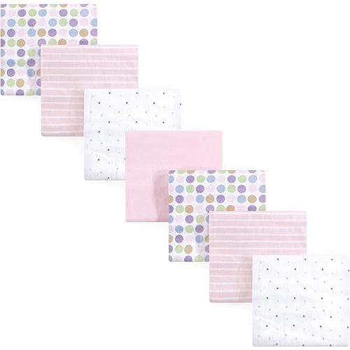 Luvable Friends Unisex Baby Cotton Flannel Receiving Blankets, Pink Stripe 7-Pack, One Size