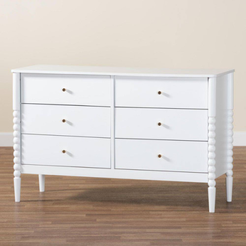 Lucera White 6-Drawer 49.8 in. Dresser