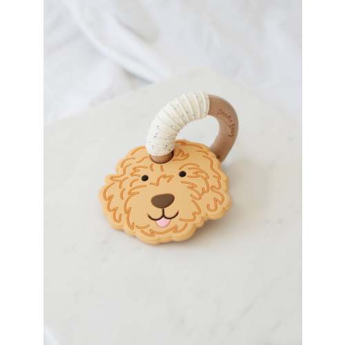 Golden Doodle Silicone & Beechwood Baby Teether | Light