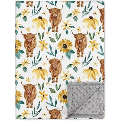 Nialnant Highland Cow Blanket for Unisex Boys Girls, Baby Blankets Neutral, Super Soft Plush Personalized Baby Boy Blanket, Shower Gift Receiving Blankets, Nursery Decor Stroller Cover 30 x 40 Inch