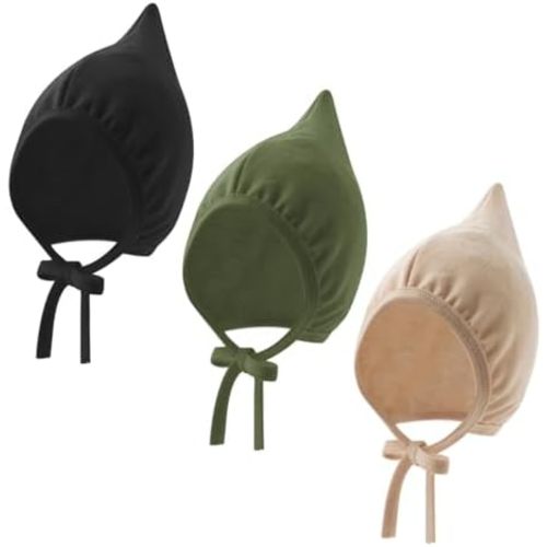 Newborn Baby Hospital Hat Soft Cotton Infant Pointed Hat with Adjustable Tie Cute Beanie Cap for Baby Boys Girls