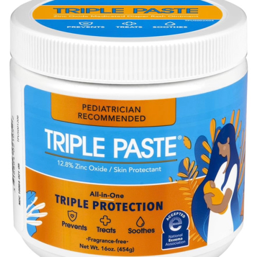 Triple Paste Diaper Rash Cream for Baby - 16 Oz Tub - Zinc Oxide Ointment Treats, Soothes and Prevents Diaper Rash - Pediatrician-Recommended Hypoallergenic Formula with Soothing Botanicals