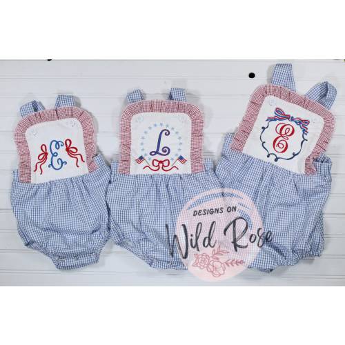 Fourth of July Bubble Romper, Cute Baby and toddler girls | Red white and Blue | Personalized | Monogram or Initial, USA, Memorial Day flags