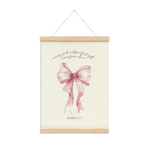foedor Christian Wall Art, Coquette Bow Themed Gifts, Scripture Wall Art Poster Hanger Frame, Bible Verses Posters, Christian Decor for Bedroom, Living Room, Office 12x16(pink)