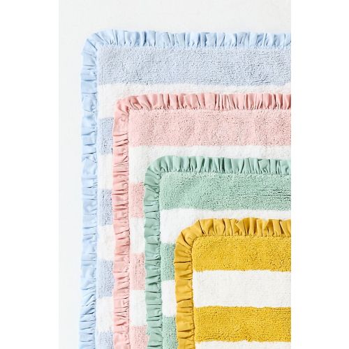 Maeve Ruffled Stripe Tufted Bath Mat