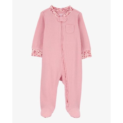 Baby Floral 2-Way Zip Waffle Knit Sleep & Play Pajamas - Pink - Carter's | Carter's